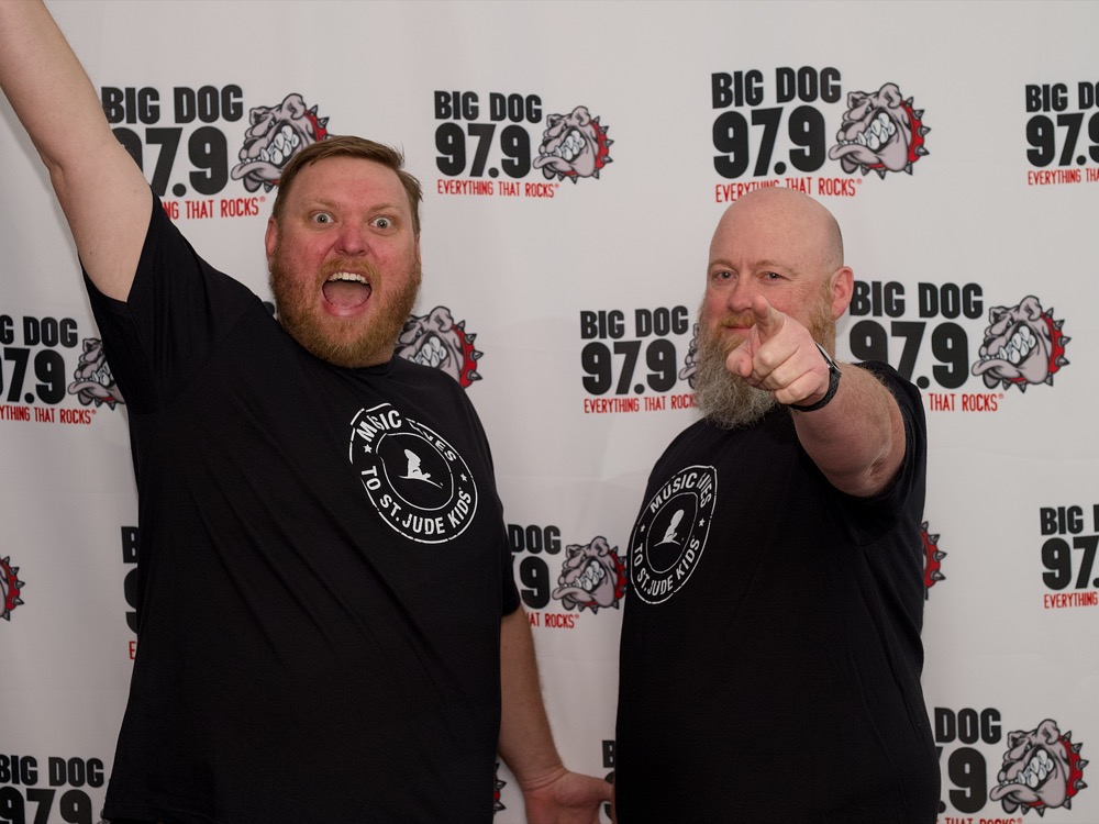Chris "Purple" Hayes and Bobby in Music Gives to St. Jude Kids shirts